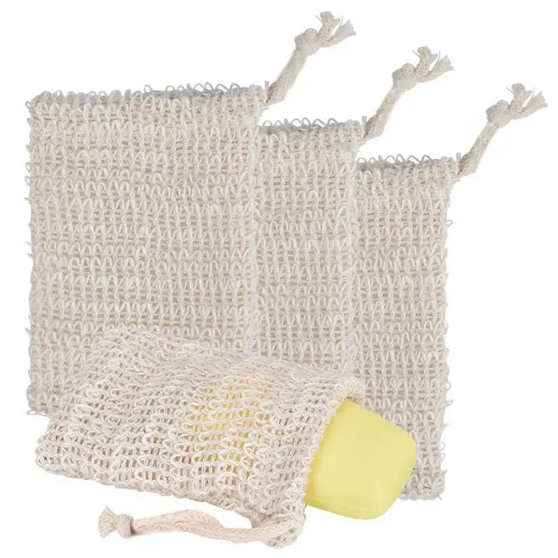 Natural Sisal Soap Bag Storage Bags Exfoliating Saver Pouch Holder Foaming Bathroom Cleaning Tool | Дом и сад