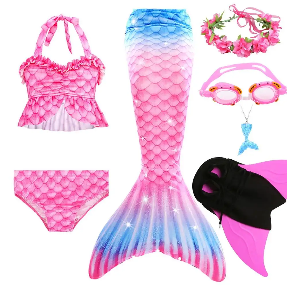 

Summer Girls Mermaid Tail for Swimming Children Bikini Sets with Monofin Kids Pool Party Bathing Clothes Girl Swimsuit Dresses