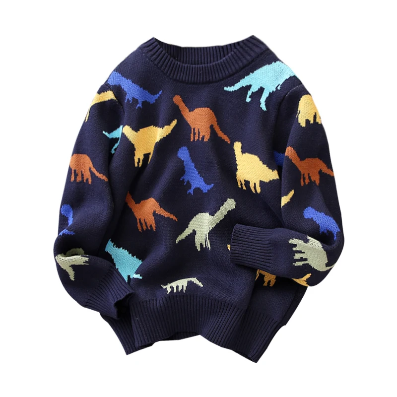 

Baby Kids Boys Sweater Pullover Cartoon Dinosaur Sweater Bg Boys Korean Children's Autumn and Winter Sweater 3-12Y