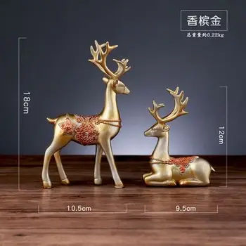 

NORDIC CREATIVE RESIN DEER GOLD RETRO DECORATIVE ORNAMENTS SIMULATED ANIMAL MARBLE HOME DECORATIONS CHRISTMAS FIGURINES