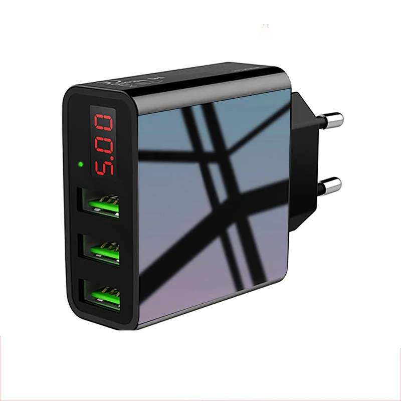USB зарядное устройство для iphone светодиодный дисплей с 3 портами (стандарт 5V 3A