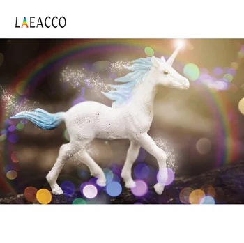 

Photo Background Dreamy Rainbow Unicorn Birthday Party Polka Dots Light Bokeh Baby Photography Backdrop Photocall Photo Studio