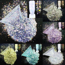 10 г/упак., микс 2x2 неровные блестки/шестигранные формы, художественные Блестки для ногтей, блестки, порошковые хлопья, украшения