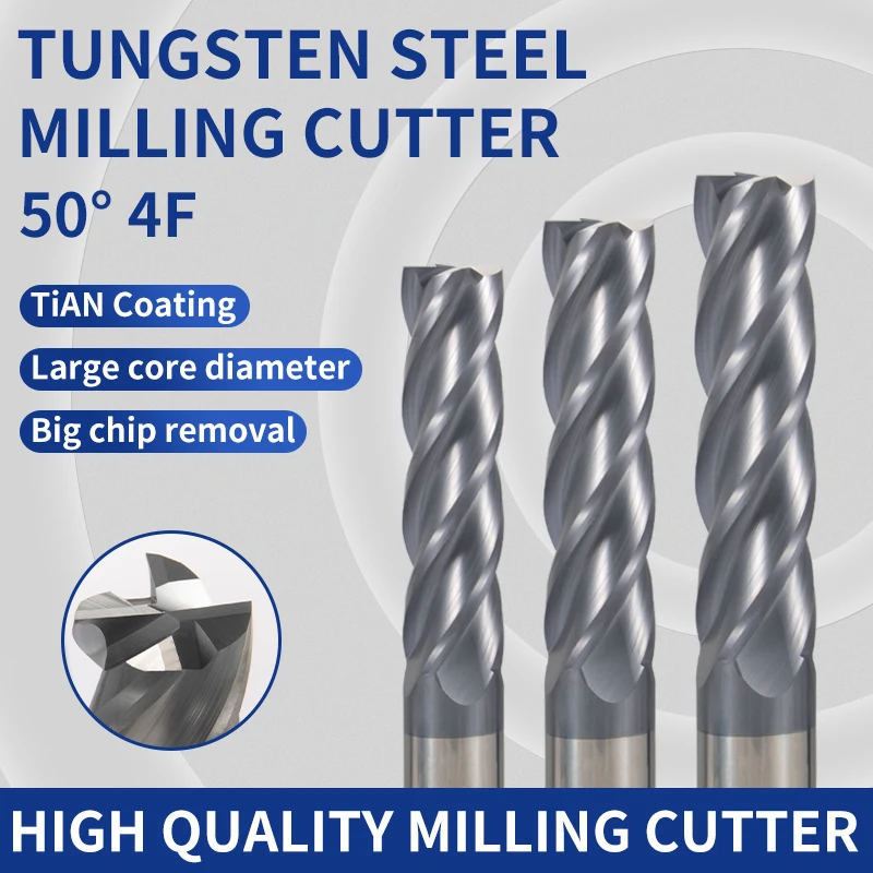 5pcs 4 Flute 6mm Alloy Carbide Tungsten Steel Milling Cutter End Mill HRC50 FF 