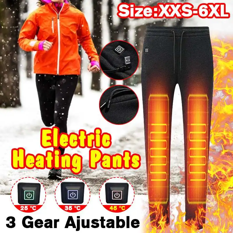 Winter Heated Pants Self Heating Pants Outdoor Hiking Warm Slim USB