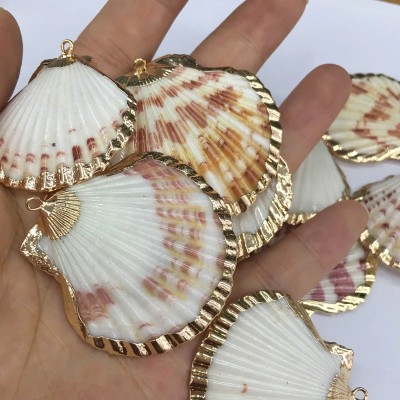 5Pcs Sector Shell Pendant Charms For DIY Necklace Bracelet Anklet Furniture Accessories Sewing Craft Jewelry