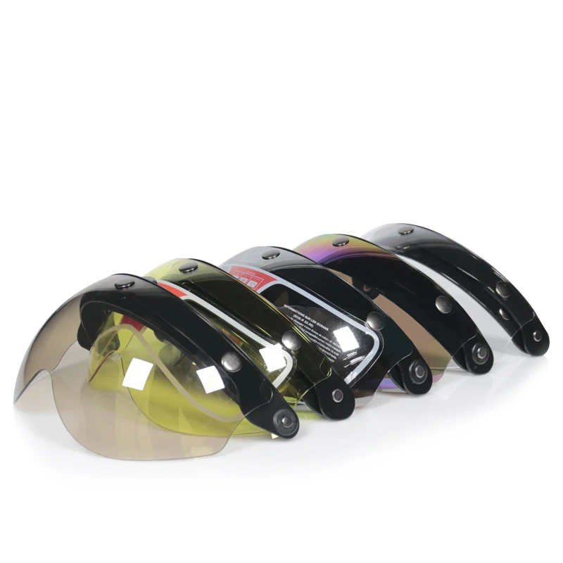 Motorcycle Helmet 3-Snap  Up Open Face Visor Lens Bubble Shield 