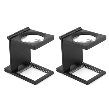 

10X 28mm Mini Three-Folding Magnifier Zinc Alloy Magnifier Magnifying Glass with Scale for Textile Optical Jewelry Tool,Pack of