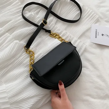 

Women's Bags Black Vintage 2020 New Fashion Summer Shoulder Crossbody Bag Ladies Chains Saddle Casual Vacation