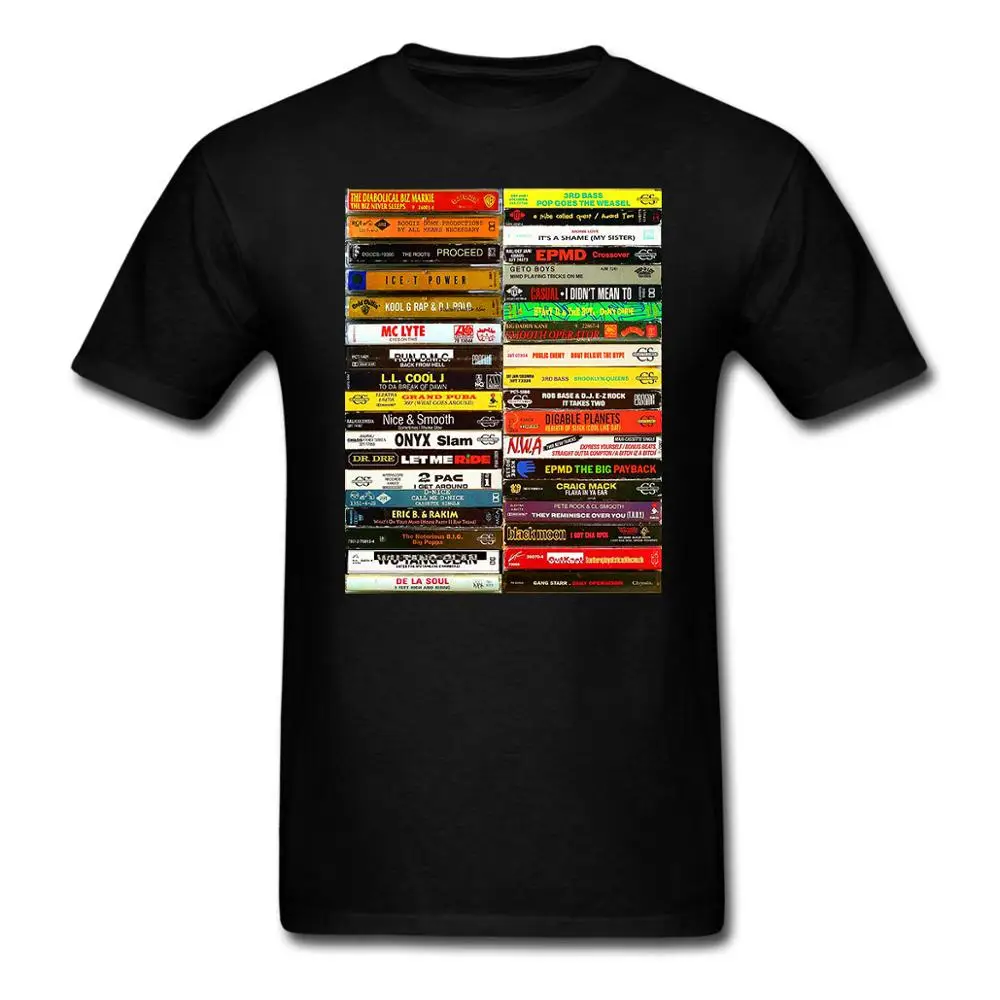 OLD SCHOOL HIP HOP CASSETTE TAPES Vintage T-Shirts  Funny Cool T Shirt 100% Cotton O-Neck Tee USA SIZE image_0