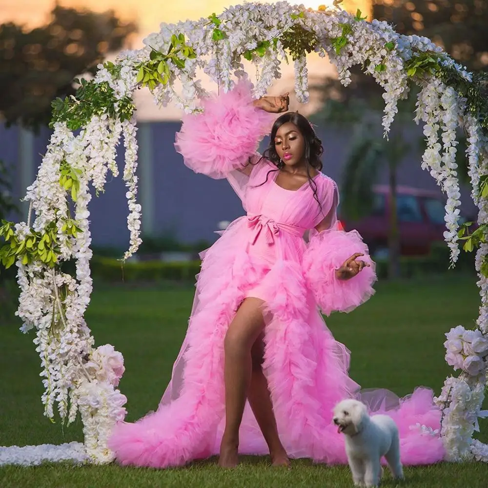 Unique Tulle Maternity Robes Women 