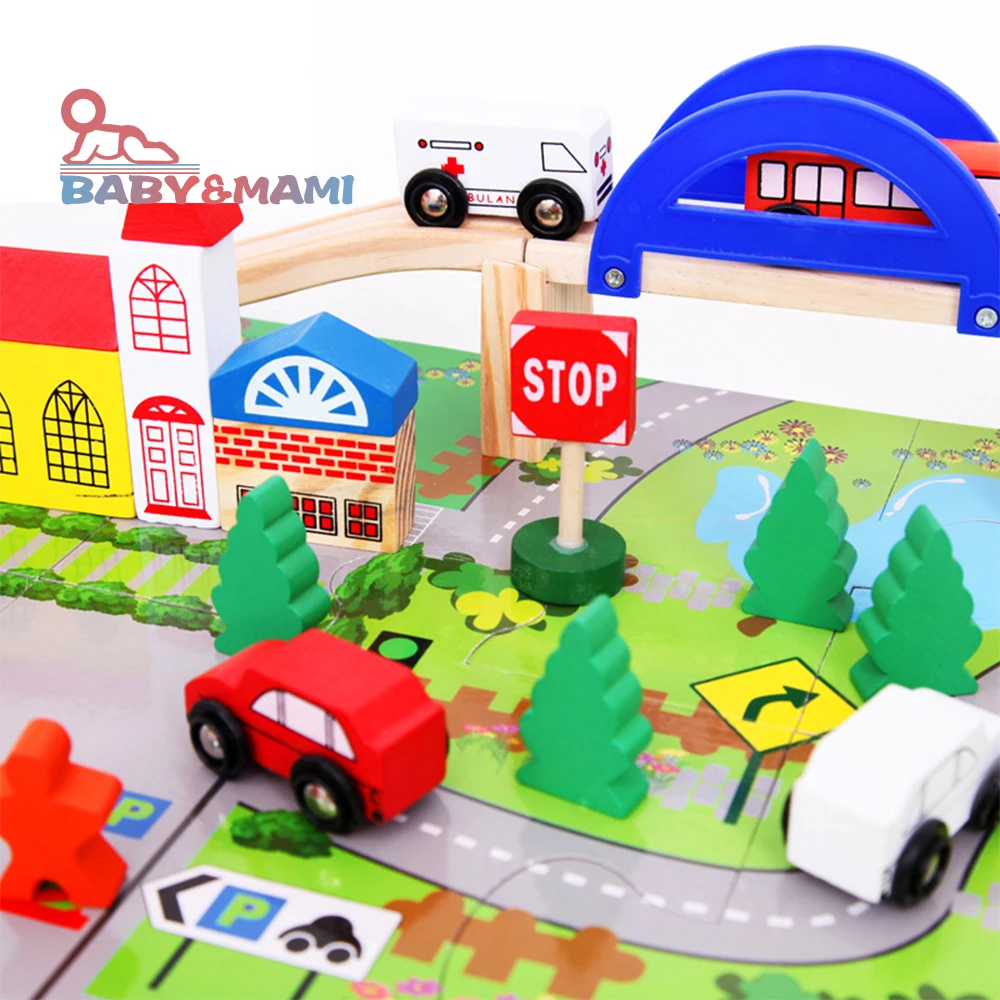 

4pcs Overpass rail car Urban traffic rail building toys scene combination children educational building blocks constructor