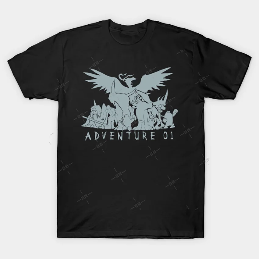 Футболка с надписью Adventure Digimon garurumon angemon greymon togemon | Мужская одежда