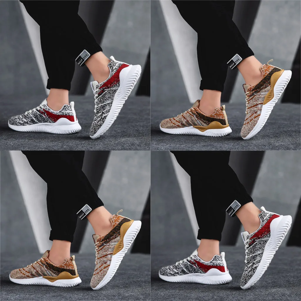 Men's Non-Slip Lightweight Running Shoes Large Size Flying Woven platform sneakers Fashion Comfortable Wear Walking Shoes