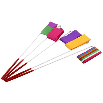 

Gym Dancing Ribbon 4M Orange W/Stick Gymnastic Dance Rod Streamer Accessories Toy Streamers Ribbons Sport Twirling