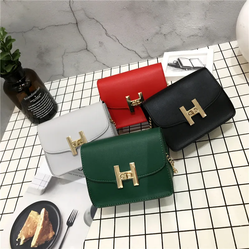 

Bag Women's 2017 New Style Shoulder H Lock Cute Bag Meng Handbag Summer Mini Shoulder Bag with Chain