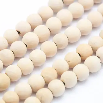 

5 Strands Round Natural Sandalwood Beads Strands,Oldlace