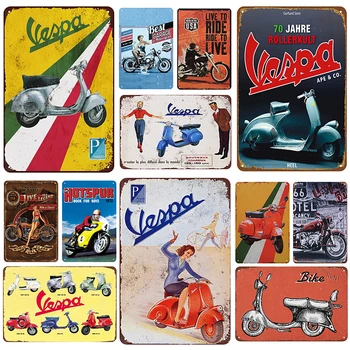 

Vespa Plaque Metal Vintage Tin Sign Pin Up Shabby Chic Decor Metal Signs Vintage Bar Decoration Metal Poster Pub Metal Plate