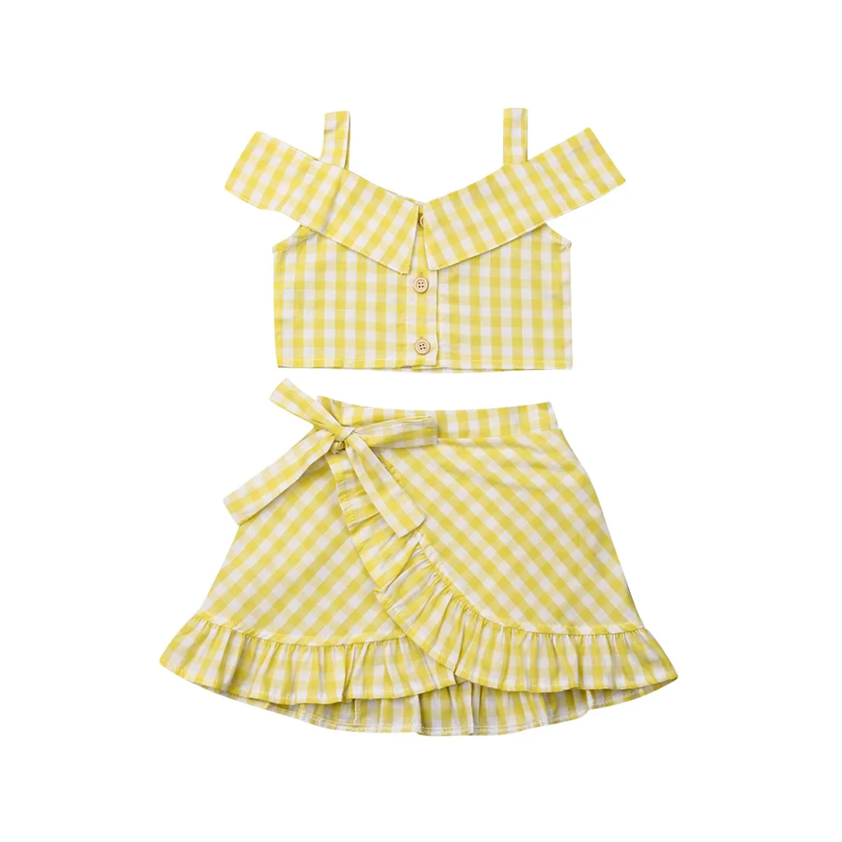 US STOCK AU Toddler Baby Girls Plaid Clothes Vest Crop Top+Skirt Dress Summer Outfit Set | Мать и ребенок