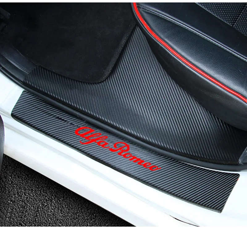 Car accessories 4pcs Carbon Fiber Door Sill Protector Stickers Decals For alfa romeo 159 147 156 giulietta mito Nheadres