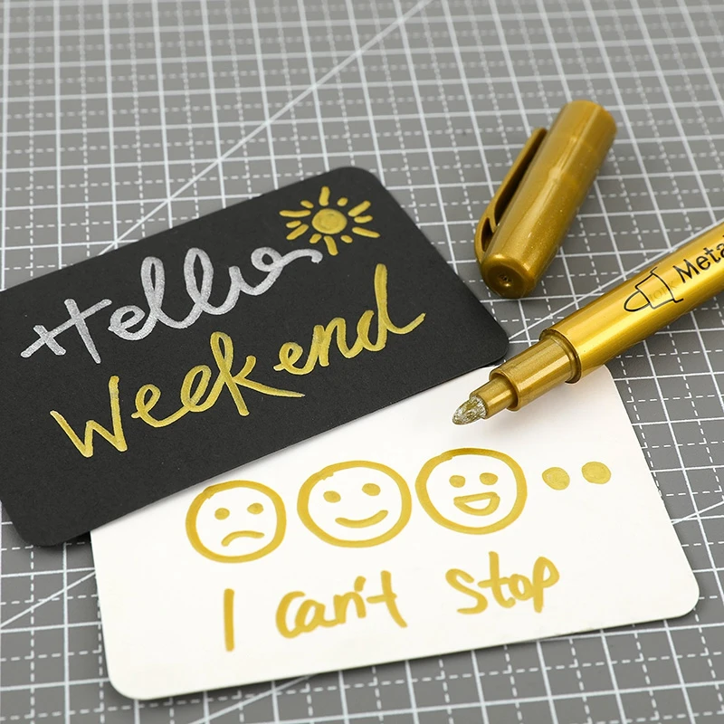 4-8Pcs DIY Metal Waterproof Permanent Paint Marker Pens Gold Silver 1.5mm Craftwork Resin Mold Pen Art painting Student Supplies