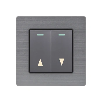 

Wall Roller Shutter Switch Power Light Switch Light Push Button Switches Aluminum Alloy with Indicator Light 2-way Luxury Panel