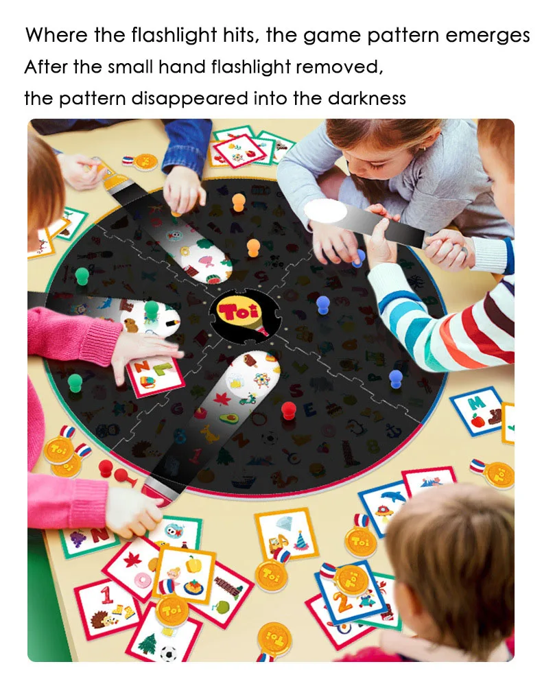 Flashlight look for board games toys children toys parent-child games education puzzle interactive 3-8 years old