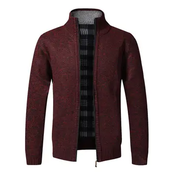 

OLOEY New Slim Fit Knitted Men's Jacket Autumn Winter Solid Zipper Jumpers Long Sleeve Thick Sweaters Cardigan Coat