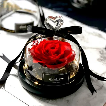 

LED Eternal Flower Immortal Flora Light Up Dome Beauty and The Beast Rose In A Flask Valentine's Day Birthday Christmas Day Gift