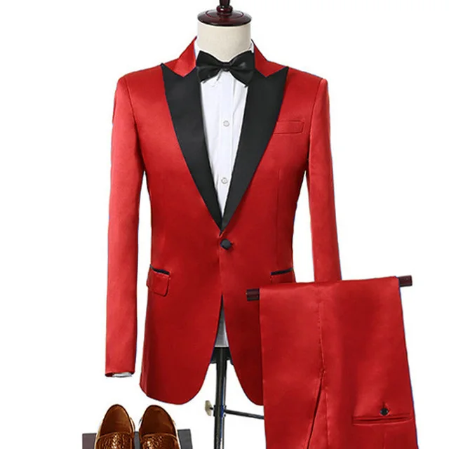 as picture TPSSADE модный мужской костюм для свадьбы Элегантный смокинг жениха на заказ Цвет атлас мужские костюмы модный пиджак для выпускного со штанами - Цвет: as picture