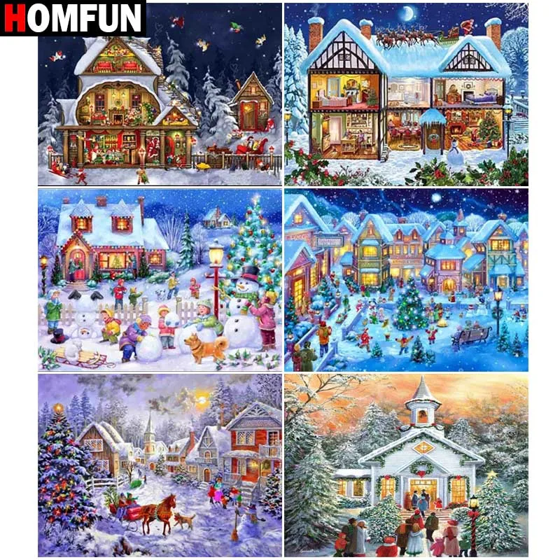 Картина HOMFUN с алмазной вышивкой Снежный Санта алмазная картина полный