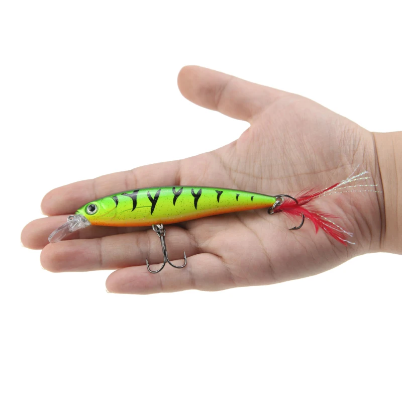 Rnuature Fishing Minnow Lure Artificial Hard Lure 100mm/12.8g Crankbait Minnow Lure Fishing Wobbler Lure with VMC Hooks