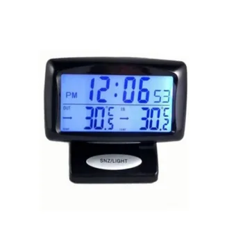 

Compact Size Large LCD Display Auto Car Thermometer High Accuracy Alarm Clock Vehicle Car Thermometer With Backlight