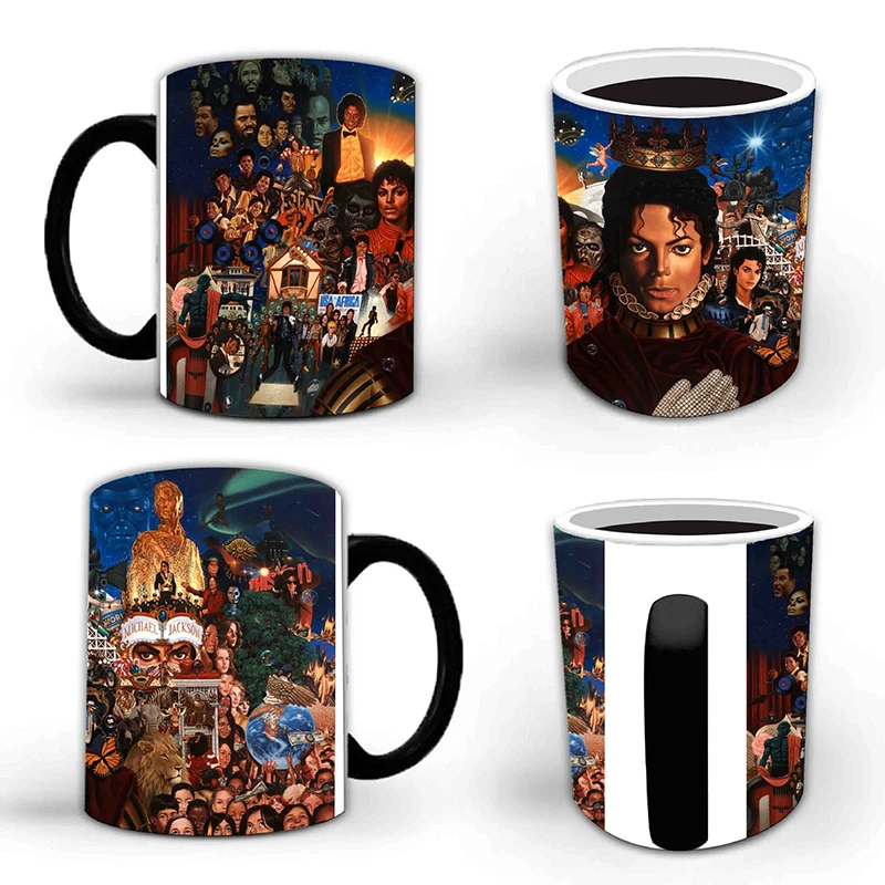 1Pcs New 350ml Creative Michael Jackson Color Changing Mug Ceramic Coffee Milk Tea Cup Gifts for Children Friends and Lovers
