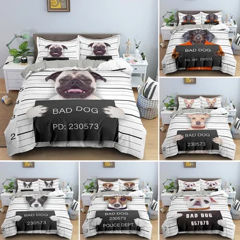 

3D Pug Twin Bedding Set Adults Teen Girl Boy Animal Duvet Cover Pillowcases King Size Quilt Covers 2/3PCS Bedclothes
