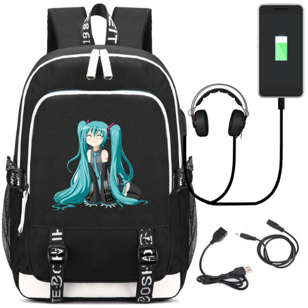 Style 2 VOCALOID Хацунэ Мику usb зарядка печать рюкзак большой емкости Kawaii для женщин школьные сумки для ноутбука студенческий компьютер дорожная сумка - Цвет: Style 2