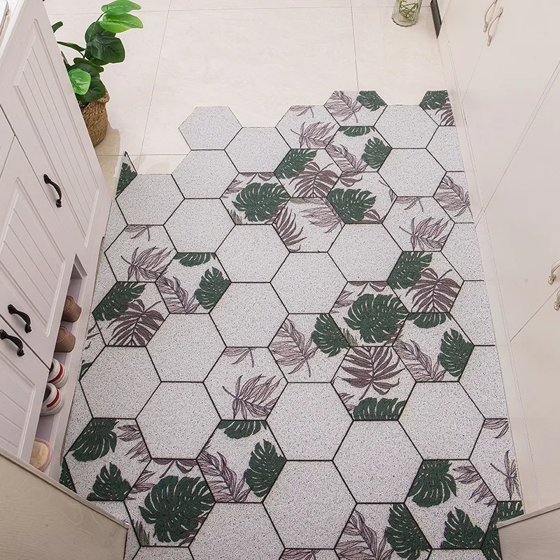 Kitchen Mat Custom Irregular Shape Rug Nordic Minimalist Anti-slip PVC Silk Loop Door Mat Door Mat Entrance Rubbing Dust Carpet