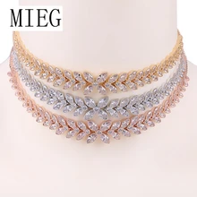 MIEG Бренд Цветочный Цветок кубического циркония Регулируемый Сияющий Циркон CZ Чокеры Воротник ожерелья для женщин