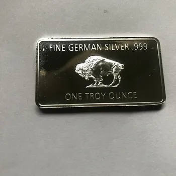 

5 pcs Non Magnetic Buffalo bar 1 OZ silver plated Yellow stone park animal ingot badge 50 mm x 28 mm collectible bars