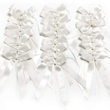 

New car decoration wedding bow tie wedding decoration 25 pcs White