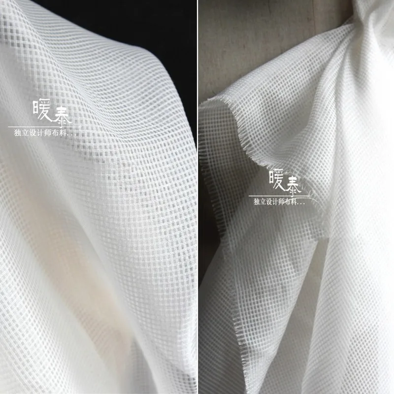 

Unique Check Hollow Mesh Tulle Fabric White Stiff feel DIY Patchwork Stage Decor Modeling Skirt Dress Fashion Designer Fabric
