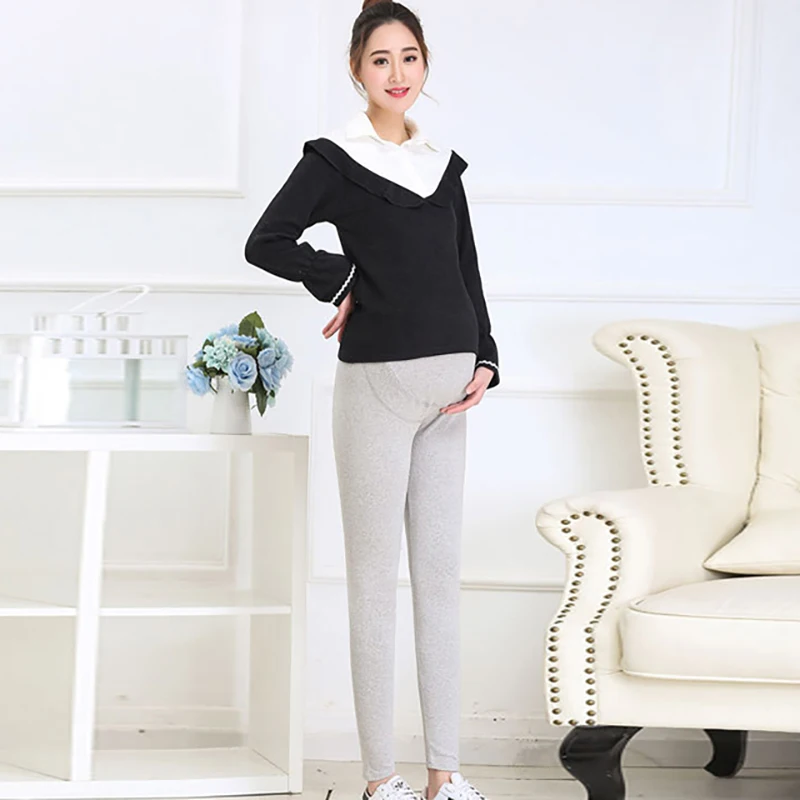 light grey Утепленные брюки для беременных; зимняя одежда; Бархатные Леггинсы для беременных; брюки для беременных женщин; теплая одежда для беременных; M-5XL - Цвет: light grey