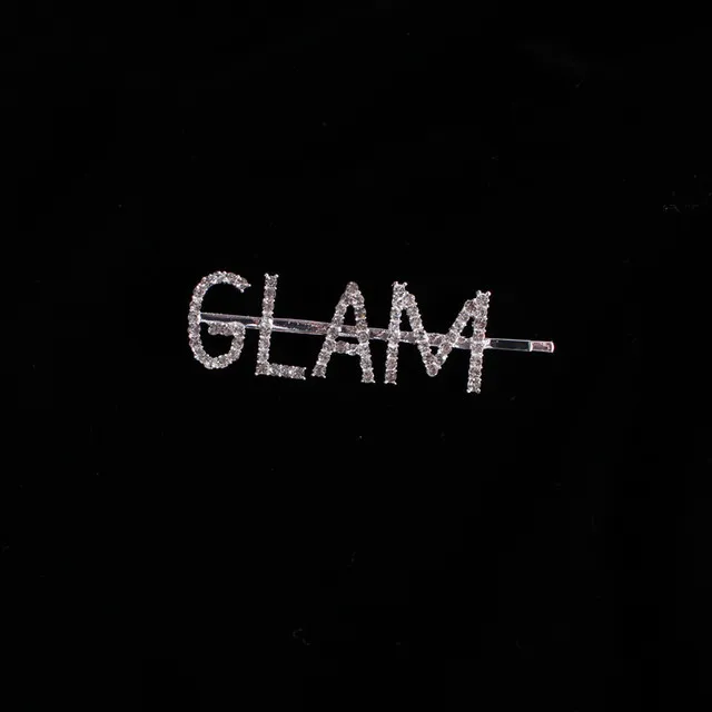 GLAM Геометрические треугольные X шпильки для волос Кристальные блестящие стразы буквы женская заколка для волос инструмент для укладки волос заколка для волос со стразами - Цвет: GLAM