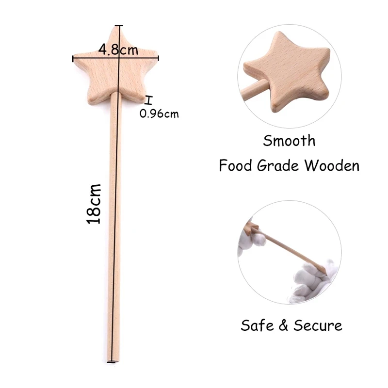 2pcs Baby Wooden Star Toys Diy Teether Baby Magic Wands Toys Play Gym Magic Wands Rod Rodent Toy Birthday Gifts For Girl Kids 2pcs Baby Wooden Star Toys Diy Teether Baby Magic Wands Toys Play Gym Magic Wands Rod Rodent Toy Birthday Gifts For Girl Kids