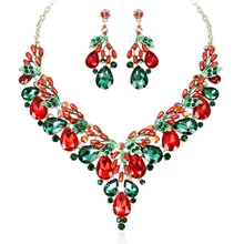 Модное ожерелье с кристаллами, серьги, индийский роскошный свадебный ювелирный набор, для свадьбы, вечеринки, выпускного, бижутерия, рождественский подарок для женщин