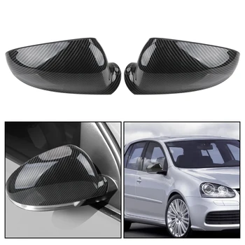 

LEEPEE 2pcs Side Wing Mirror Cover Carbon Fiber for VW Golf 5 MK5 Jetta 2006-2011 Car Accessories RearView Mirror Case Caps