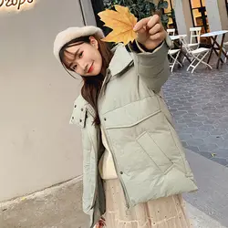 2019 зимние пальто разноцветная хлопковая стеганая одежда женский в Корейском стиле Bf куртки с шапкой