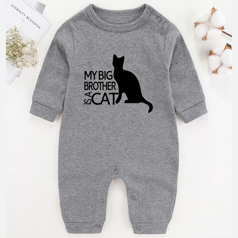 vintage Baby Bodysuits One Piece Jumpsuits Infant Girl Outfits Long Sleeve Baby Rompers Boy Winter Cotton My Big Brother Is A Cat Newborn Girl Costume best baby bodysuits