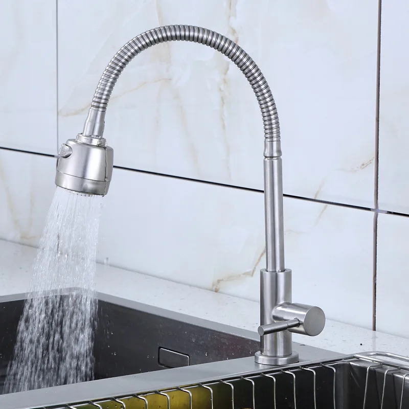 

304 Stainless Steel Single Cold WANXIANG Tube Tap Single-Function Washing Basin Sink Faucet Manufacturers Wholesale
