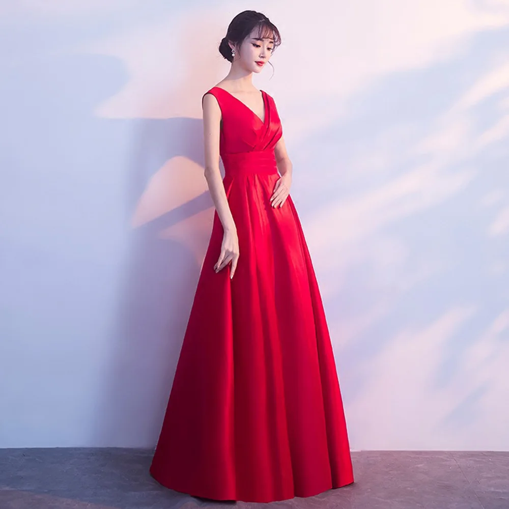 HS Kellio платье подружки невесты с длинным Vneck атласное алиновое вечернее платье без рукавов для подружек невесты